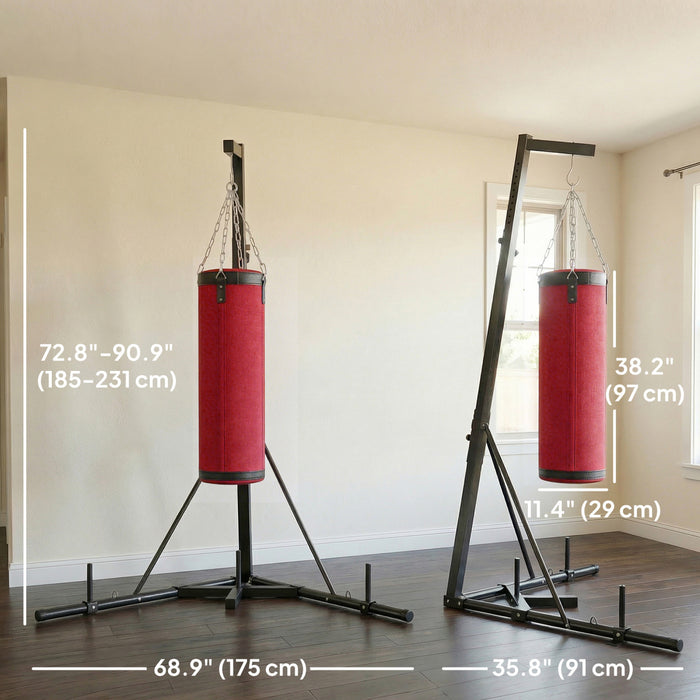 Soozier 72.8\"-90.9\" Adjustable Punching Bag Stand with Sandbag, Red