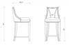 Emperor Traditional Wood Upholstered Barstool in Light Gray - Set of 3 | Tabouret de bar en bois traditionnel Emperor avec assise rembourree, gris clair – Lot de 3