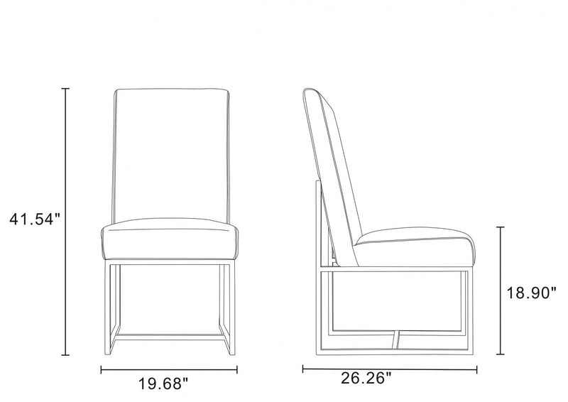 Element Modern Velvet Metal Dining Chair in Champagne - Set of 2