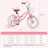 Costway 14" Kid's Bike With Removable Training Wheels & Basket For 3-5 Years Old Pink