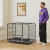 PawHut 43 Inch Heavy Duty Dog Crate, Large Metal Dog Cage with Lockable Wheels and Removable Tray for Small Medium Large Breeds, Puppy Playpen for Indoor Outdoor, Black