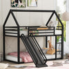 Liam House Metal Bunk Bed with Ladder and Slide, Twin Over Twin Size, Black  | Lits superposes Liam en metal avec echelle et toboggan, taille Twin sur Twin, noir