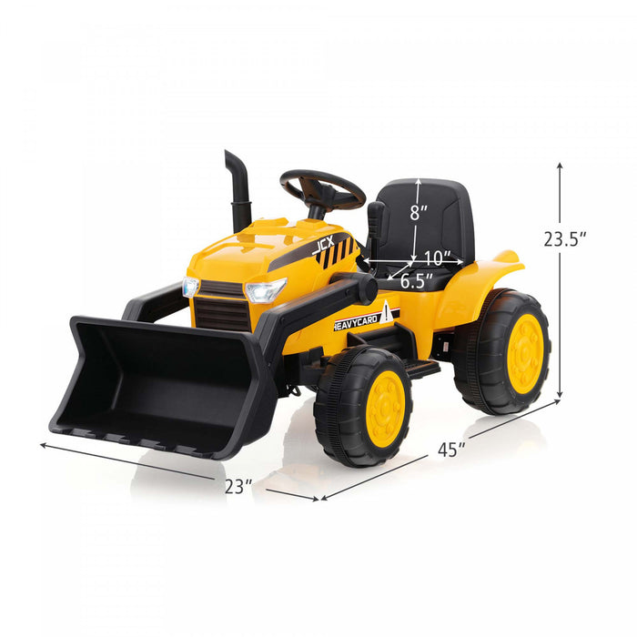 Costway 12v Kids Ride On Excavator Digger Electric Bulldozer Tractor Rc With Light & Music