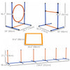 Pawhut Dog Agility Training Equipment, 4 Pieces Dog Obstacle Course Dog Agility Kit with Adjustable Hurdle, Jump Ring, Weave Poles, Whistle, Balls, Pause Box, Carry Bag, Orange