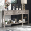 Michael Solid Wood Console Table For Entryway With Storage Drawers And Bottom Shelf - Grey | Table Console Michael En Bois Massif Pour Entree Avec Tiroirs De Rangement Et Etagere Inferieure - Gris