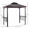 Outsunny 9' X 5' Grill Gazebo, Bbq Canopy With 2-tier Pc Roof, Shelves|Outsunny Gazebo De Barbecue 9' X 5', Avec Toit En Pc A 2 Niveaux, Etageres