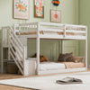 Liam Floor Bunk Bed with Ladder and Storage,Twin over Twin,White Twin Bed | Lit superpose Liam au sol avec echelle et rangement, simple sur simple, blanc
