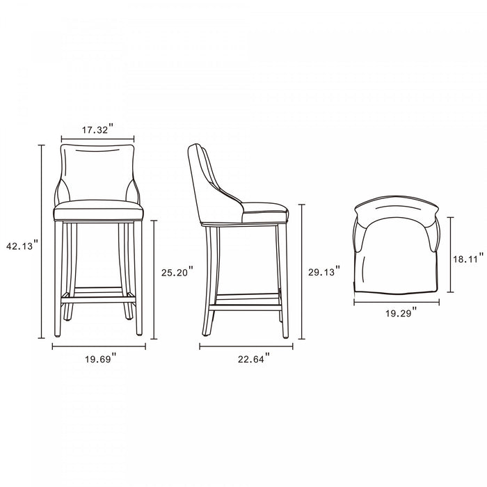 Shubert Modern Wood Upholstered Barstool in Light Gray - Set of 2