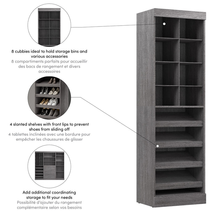 Bestar Pur 25 W Closet Shoe Organizer - Bark Grey