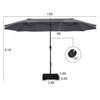 Costway 15FT Double-Sided Twin Patio Umbrella Sun Shade Outdoor Crank Market Base Grey