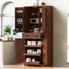 Fabian 72" Adjustable Shelves Pantry Cabinet With Pull-out Organizers -Brown | Armoire De Rangement Fabian 72" Avec Etageres Reglables Et Organiseurs Coulissants - Marron