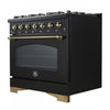 Forno Antico 36" Dual Fuel Gas Range, Black, 4.5 cu.ft. - FFSGS6113-36BLK | Cuisiniere a double combustible Antico 36 po , noire, 4,5 pi³ - FFSGS6113-36BLK