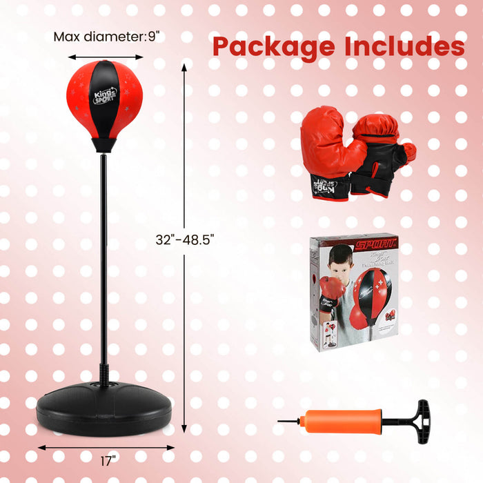 Costway Kids Punching Bag Toy Set Adjustable Stand Boxing Glove Speed Ball W/ Pump New