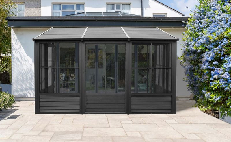 Florence - Wall Mounted Solarium 10x12 Metal Roof In Black
