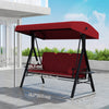 Outsunny 3 Seater Porch Swing Heavy Duty Outdoor Swing Chair, Wine Red