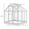 Outsunny 6' x 4' Polycarbonate Greenhouse, Walk-In Greenhouse with Sliding Door, Adjustable Window, |Outsunny Serre En Polycarbonate De 6' X 4', Serre De Plain-pied Avec Porte Coulissante, Fenetre Regl