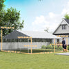 PawHut Large Dog Kennel with Roof and Safety Lockable Latch, Heavy-Duty Galvanized Steel Dog Run Chain Link w/ Waterproof UV-Resistant Cover, 19.7' x 19.7' x 8.9'
