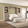 Bestar Pur Queen Murphy Two Shelving Units with Drawers 115-Inch Wall Bed - Rustic Brown|Grand lit escamotable mural Pur de Bestar de 115 po avec 2 meubles à tablettes et tiroirs - brun rustique
