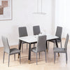 Ava Modern Diamond Grid Pattern Dining Chair Set (6-Pack) with Fireproof Leather and Metal Frame,Grey  | Ensemble de chaises de salle a manger modernes Ava avec motif de grille en diamant (lot de 6), cuir ignifuge et cadre en metal, gris