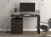 47” Computer Desk With 3 Drawers - Dark Grey Wood With Silver Metal Base | Bureau d’ordinateur de 47 po avec 3 tiroirs - bois gris foncé avec base en métal argenté