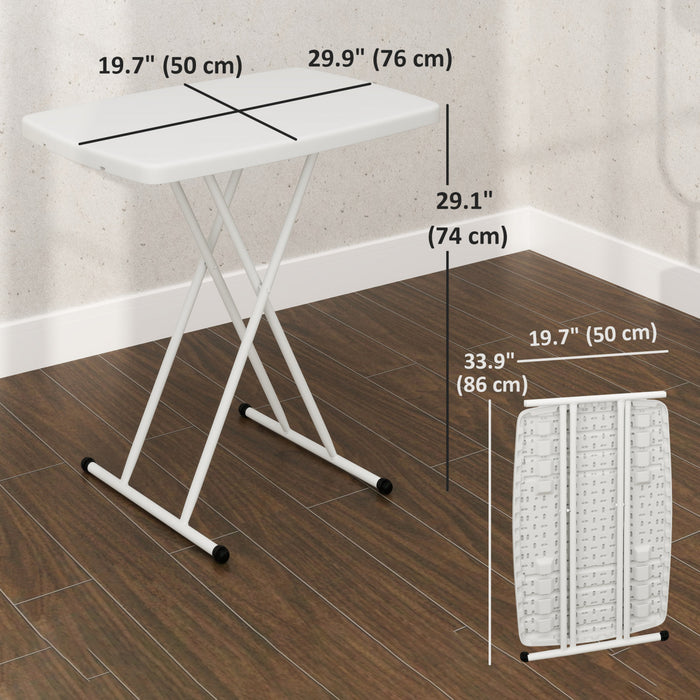 Outsunny Portable Patio Side Table, Adjustable Outdoor Side Table, White
