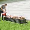 Outsunny Galvanized Raised Garden Bed Planter Box, 7.9x2x1ft, Dark Grey