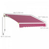 Outsunny 8' X 6.5' Retractable Awning With LED Lights, Uv40+, Wine Red|Outsunny Auvent Retractable 8' X 6.5' Avec Lumieres LED, Uv40+, Rouge Vin
