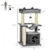 Pawhut Cat Tree Tower Multi-level Kitten House With Scratching Post Condo Hammock Bed Ball Toy - 19 |Pawhut Arbre A Chat Arbre A Grimper Griffoir Pour Chat Plusieurs Niveaux Avec Poteau A Gratter Hamac