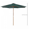 Outsunny 10ft Wooden Patio Umbrella With Rope Pulley Mechanism, Dark Green