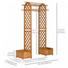 Outsunny 7.7ft Garden Arch With Planter Boxes Wooden Trellis Arbor, Brown|Outsunny Arche De Jardin Bacs A Plantes Arche De Treillis En Bois Brun