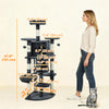 PawHut Cat Tree, 62" Multi-Level Cat Tower with Scratching Posts, 2 Condos, Hammock, Perches, Plush, Pompoms, for Indoor Kittens Playing, Resting, Sleeping, Dark Grey