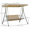 Outsunny 3-Seat Patio Swing Chair, Outdoor Porch Swing Glider, Light Brown