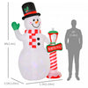 Homcom 8ft Snowman Inflatable Christmas Decoration|Homcom Bonhomme De Neige Gonflable Blanche
