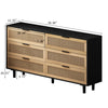 59" Mila Modern 6 Drawer Rattan Storage Cabinet with Engineered Wood Frame - Black | Meuble de rangement moderne Mila a 6 tiroirs en rotin avec structure en bois manufacture, noir, 150 cm