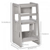 Qaba Toddler Kitchen Helper 2 Step Stool With Adjustable Height Platform And Safety Rail, Grey|Qaba Tabouret De Cuisine Pour Tout-petits Avec Trois Hauteurs Reglables, Gris