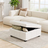 Liam 34.25" Large Square Faux Leather Ottoman Coffee Table with Storage,Beige  | Liam Ottoman Coffre Carre Large de 34,25" en Simili Cuir avec Rangement, Beige