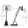 Soozier Portable Basketball Hoop W/ Wheels, Weighted Base, 115.4"-137.8"