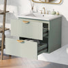 Emily 24" Modern Wall-mounted Bathroom Vanity With Ceramic Sink - Green | Emily Meuble-lavabo De Salle De Bain Moderne Mural 24" Avec Lavabo En Ceramique - Vert