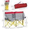 Outsunny Double Seat Camping Chair Folding Loveseat w/ Storage Pocket Red