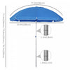 Outsunny Arc. 6.4ft Beach Umbrella With Aluminum Pole Patio Blue