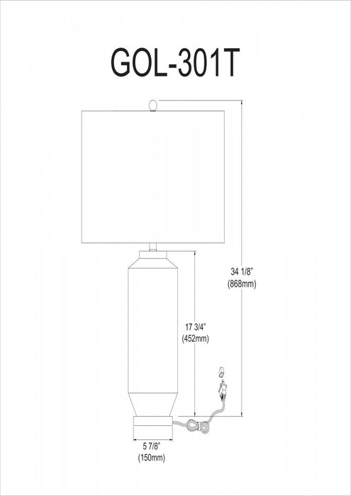 Dainolite Goliath 1 Light Ceramic Oversized Table Lamp White Finish Cylinder Shade
