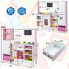 Costway 2-in-1 Kids Kitchen & Market With Realistic Light & Sound 82 Accessories Included
