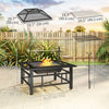 Outsunny Outdoor Fire Pit Firepit With Bbq Grill Grate Poker Lid, Black