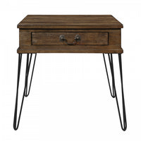 Hughey End Table With 1 Drawer, Rustic Oak 