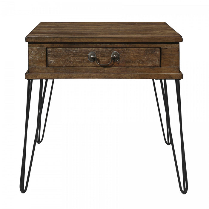 Hughey End Table With 1 Drawer, Rustic Oak
