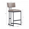 Juno Contemporary Modern Vegan Leather Metal Counter Stool in Taupe | Tabouret de comptoir contemporain moderne Juno en cuir vegetalien et metal, coloris taupe