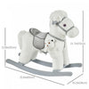 Qaba Kids Plush Ride-on Rocking Horse With Bear Toy, Children Chair With Soft Plush Toy & Fun Realis|Qaba Kids Cheval A Bascule En Peluche Avec Ours, Chaise Pour Enfants Avec Peluche Douce Et Sons Real