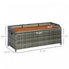 Outsunny Patio Wicker Storage Bench Box with Natural Wood Top Lid Gray