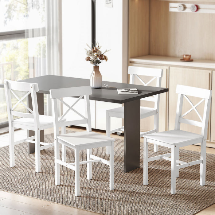 HOMCOM Farmhouse Wood Dining Chairs Set of 4 with Cross Back, White
