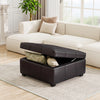 Liam 34.25" Large Square Faux Leather Ottoman Coffee Table with Storage,Chocolate  | Liam Ottoman Coffre Carre Large de 34,25" en Simili Cuir avec Rangement, Chocolat